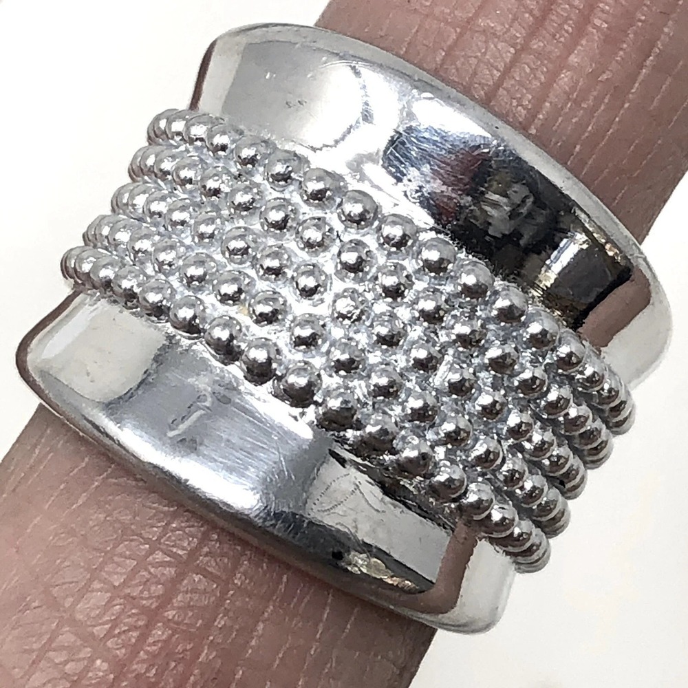 Dot Beaded Wide Ring Sz 7 Aluminum Arthur Court Discontinued Jewelry